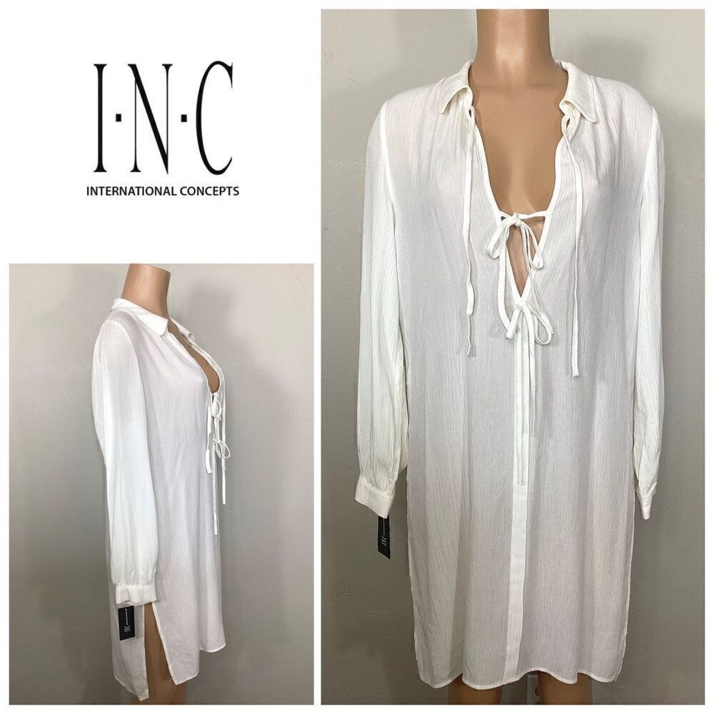 New. International concepts Ivory crepe cover up. Medium. Retails $99
